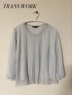 【美品】TRANS WORK トランスワーク 44 プリーツブラウス 長袖のサムネイル