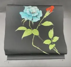 高級　正絹　洒落帯　名古屋帯　塩瀬　花柄　草花　308