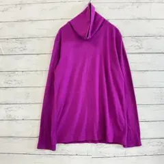 ユニクロ ヒートテック 長袖 紫 L 防寒 冬 カットソー タートルネック