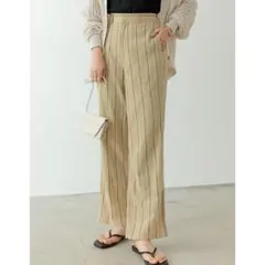 ストライプコットンパンツ Mサイズ ベージュ