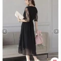 PREFERIR 半袖ワンピース LARGE ブラック レディース　オケージョン