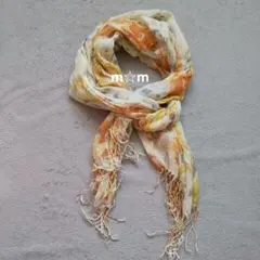 ストール ショール スカーフ 春 夏 フリンジ付 花柄 イエロー 黄色 オレンジ