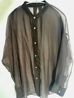 【JEANASiS】ブラウンシースルー長袖シャツ