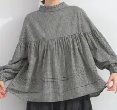 ルピリアン ブラウス 前後2WAY 襟フリル スタンドカラー ギャザーデザイン