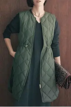 TAION×UNFILO キルティングダウンジレ　カーキ　Mサイズ