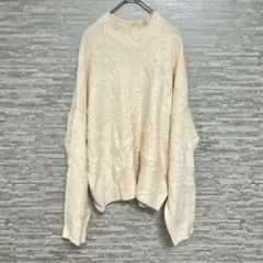 コカ＊ふわふわヤク風リブ襟クルーネックニット✨オートミール