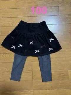 any FAM リボン付きデニムスカートレギンス 100