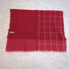マーガレットハウエル　大判ストール　マフラー　チェック　薄手　赤