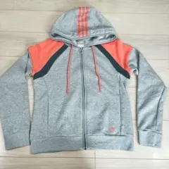 adidas アディダス フルジップ パーカー L グレー×オレンジ 切替