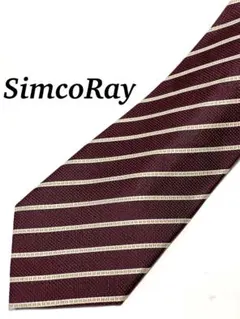 2本目半額 SimcoRay バーガンディ ストライプ ネクタイ