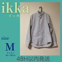 ikka メンズ ストライプ ボタンダウン シャツ 長袖 カジュアル Ｍのサムネイル