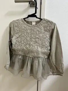 プティマインフリル付き長袖トップス