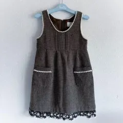 美品 組曲 ウ－ル混 ドッド ワンピース ジャンパースカート 花 110 120