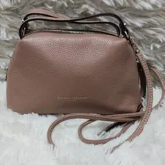 ジャンニキャリーニ ショルダーバッグ 2way シボ革 ブラウン 極美品