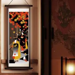 濱文様 絵手ぬぐい もみじ舞妓 秋 紅葉 着物 手拭い てぬぐい