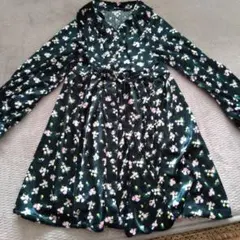 小花柄ベロアワンピ120