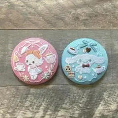 サンリオ刺繍缶バッジ2個セット シナモロール&ウィッシュミーメル