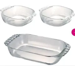 【未使用品】HARIO ガラス製トースター皿 3点セット耐熱温度差120度