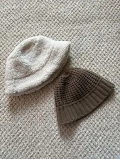 バケットハットセット ホワイト ブラウン　2個セット　まとめ売り　H&M