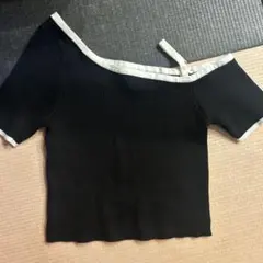 オフショルダー ニットトップス M 黒　INGNI