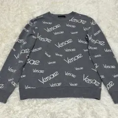 希少　現行　VERSACE ロゴ総柄　グレー　プルオーバースウェットシャツ