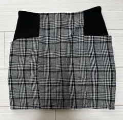 値下げ　スカート　ミニスカート　タイトスカート　チェック　グレンチェック　ひざ上