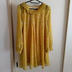 イエロー　花柄　チュニック　Mサイズ　【匿名配送】のサムネイル