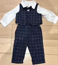 セレモニースーツ チェック　ネイビー・ホワイト 80cm ベビー