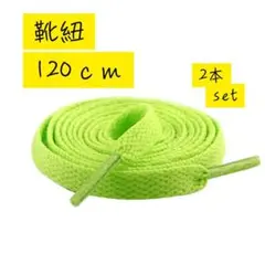 靴紐2本 スニーカー 黄緑 シューレース 平紐 靴ひも 120cm
