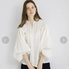 エアリーコットンボイルギャザーブラウス