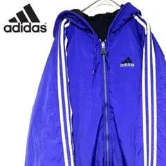 adidas オールドアディダス リバーシブル パーカー アウター 青 黒 L