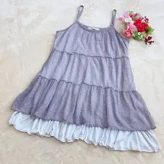 【shuca シュカ】ノースリーブチュニック ティアード グレーブラウン M