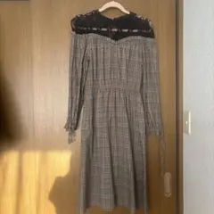 CECIL Mc BEE チェック柄長袖ワンピース M