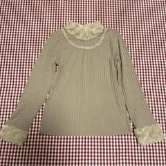 axes femmアクシーズ　ベージュリブ長袖トップスプルオーバー