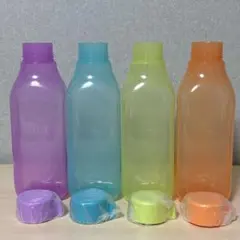 新品 タッパーウェア エコボトル スクエア 1L×4本 フリップキャップ