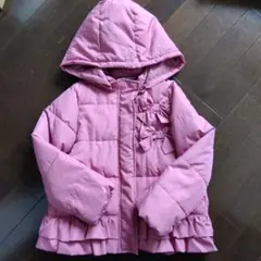 ピンク フリル付きダウンコート