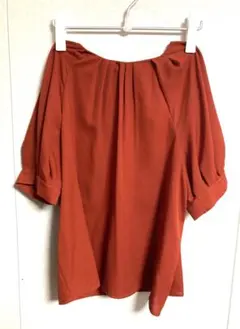 OPAQUE.CLIP 五分袖ブラウス テラコッタカラー