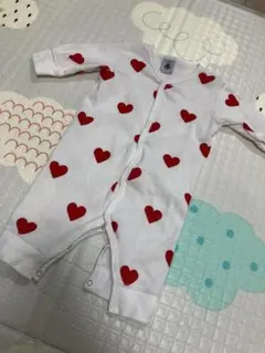 プチバトー ハート柄ロンパース 3m/60cm