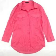 値下げ 美品 theory 長袖ボタンシャツ シースルー シアー ピンク