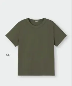 GUジーユー コットンスムースクルーネックT 無地 Tシャツ オリーブ カーキのサムネイル