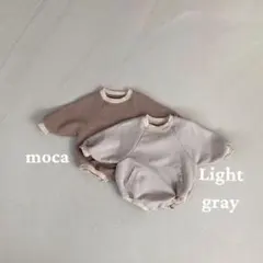 新品未使用 73 ベビー ロンパース ブラウン 韓国 淡色 ステッチ トレーナー