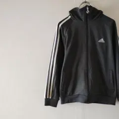 0259 adidas キッズ トラックジャケット グレー 刺繍ロゴ