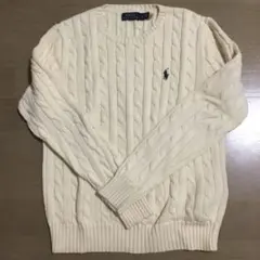 美品　ポロラルフローレン　ケーブルニット　ニット　ホワイト　M