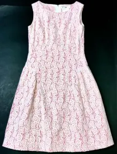 ルネ★6316450 総レースワンピース コサージュ付 34 ホワイト×ピンク系