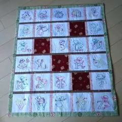 最終値下げ　赤い洋服の女の子　小関鈴子さん生地パリでお買い物パッチワークキルト 最終値下げ 赤い洋服の女の子 小関鈴子さん生地パリでお買い物パッチ