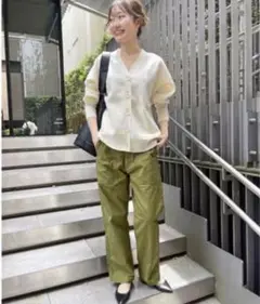 Spick and Span ダブルジャガードビッグカーディガン　ホワイト