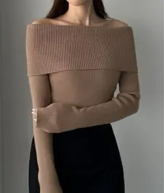 Louere ルエレ　ワイドオフショル長袖ニットトップス