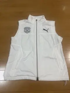 【プーマ】刺繍ロゴ 両面デザイン ゴルフウェア ベスト ホワイト