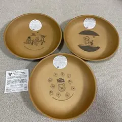くまのプーさん　木目調プレート 3枚セット　合成漆器　前畑　日本製