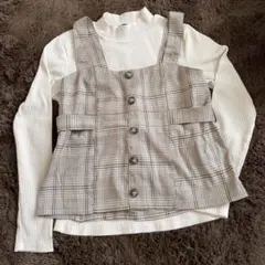 チェック　ビスチェ　リブニット　セット　サイズL 秋冬